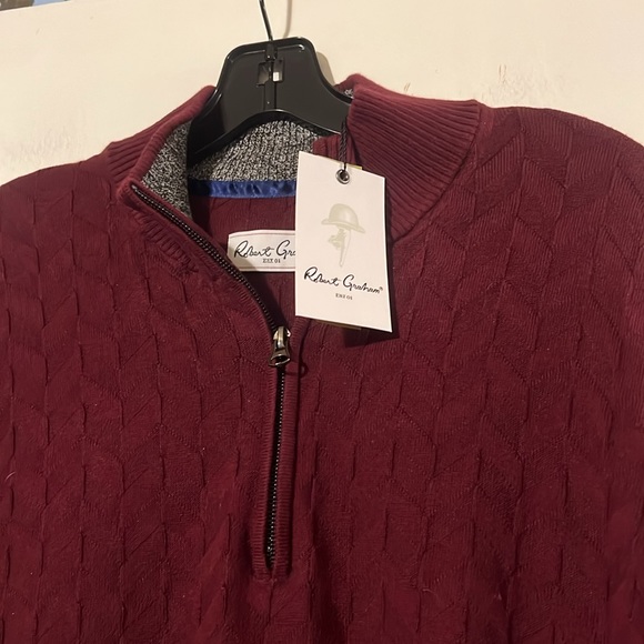 COPY - Robert Graham mens the vasa burgundy 1/4 zip classic fit sweater NWT - Picture 2 of 14